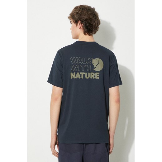 Fjallraven t-shirt Walk With Nature T-shirt M męski kolor granatowy wzorzysty F12600216.555 ze sklepu PRM w kategorii T-shirty męskie - zdjęcie 171220948