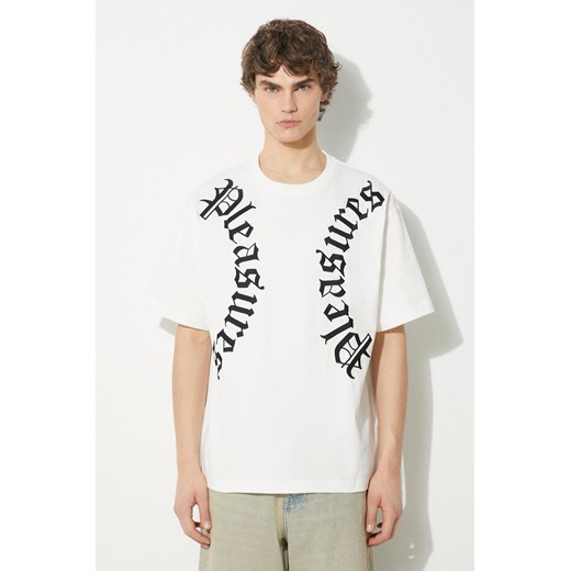 PLEASURES t-shirt bawełniany Harness Heavyweight T-Shirt męski kolor biały z aplikacją P24SP010.WHITE ze sklepu PRM w kategorii T-shirty męskie - zdjęcie 171220958