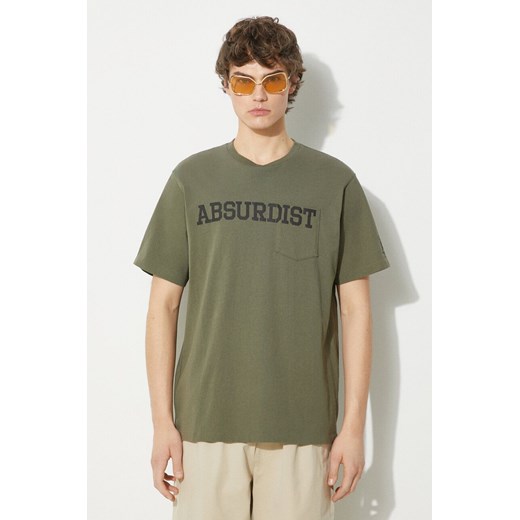 Engineered Garments t-shirt bawełniany Printed Cross Crew Neck T-shirt męski kolor zielony wzorzysty OR424.NP121 ze sklepu PRM w kategorii T-shirty męskie - zdjęcie 171220968