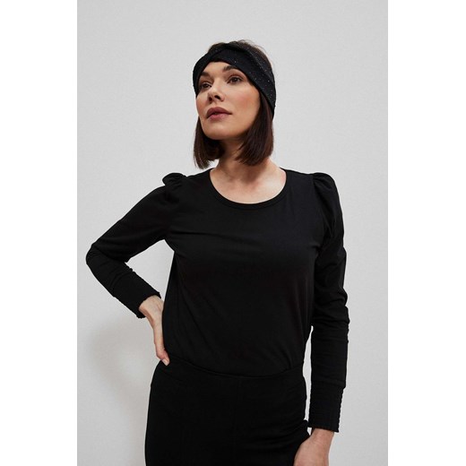 Bawełniana bluzka damska z długim rękawem czarna ze sklepu 5.10.15 w kategorii Bluzki damskie - zdjęcie 171220977