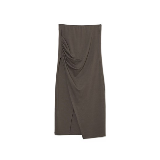 Cropp - Szara spódnica midi z rozcięciem - szary ze sklepu Cropp w kategorii Spódnice - zdjęcie 171221246