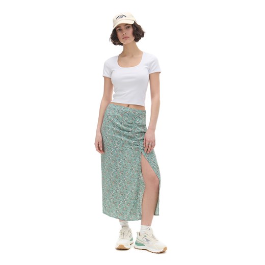 Cropp - Zielona spódnica midi w kwiatki - zielony ze sklepu Cropp w kategorii Spódnice - zdjęcie 171221259