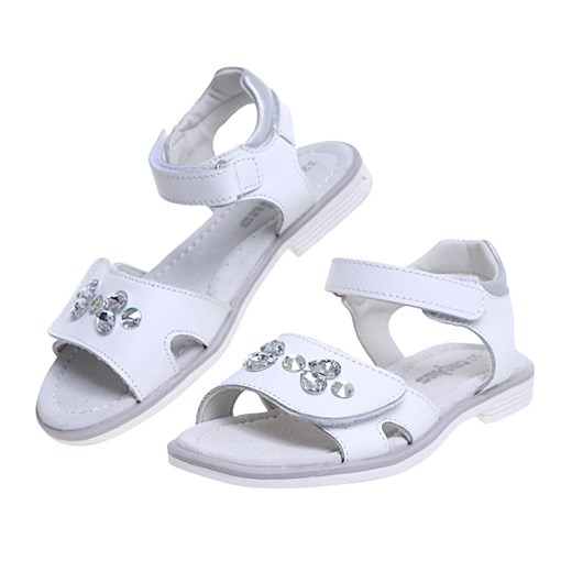 Białe sandały dziewczęce na rzepy /E2-3 16019  T186/ ze sklepu Pantofelek24.pl w kategorii Sandały dziecięce - zdjęcie 171222086