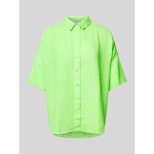 Bluzka lniana w jednolitym kolorze ze sklepu Peek&Cloppenburg  w kategorii Koszule damskie - zdjęcie 171223848