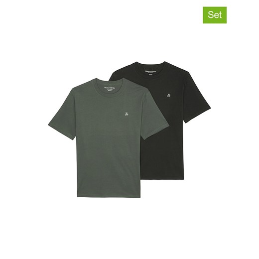 Marc O&apos;Polo Koszulki (2 szt.) w kolorze czarnym i khaki ze sklepu Limango Polska w kategorii T-shirty męskie - zdjęcie 171225616