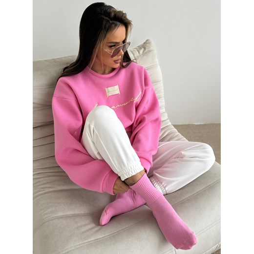 Różowa bluza Lamanuel oversize Kamerllo - różowy Pakuten One Size promocyjna cena pakuten.pl