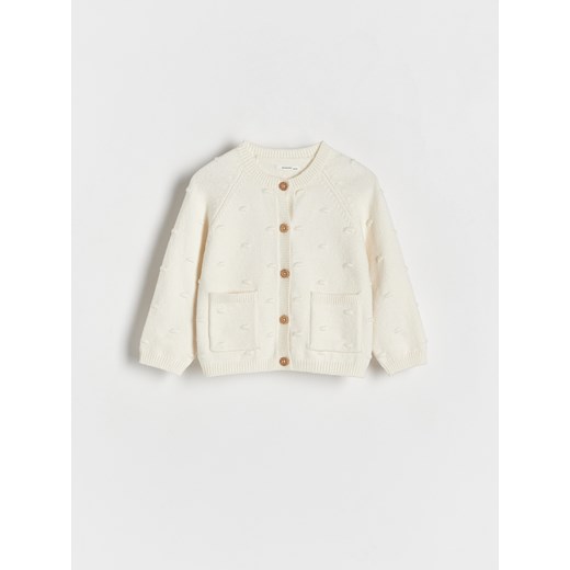 Reserved - Kardigan z szydełkową aplikacją - złamana biel ze sklepu Reserved w kategorii Swetry dziewczęce - zdjęcie 171226316