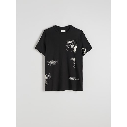 Reserved - T-shirt regular z nadrukiem - czarny Reserved S Reserved