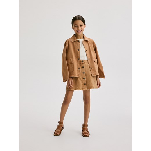 Reserved - Denimowa kurtka - beżowy ze sklepu Reserved w kategorii Kurtki dziewczęce - zdjęcie 171226608