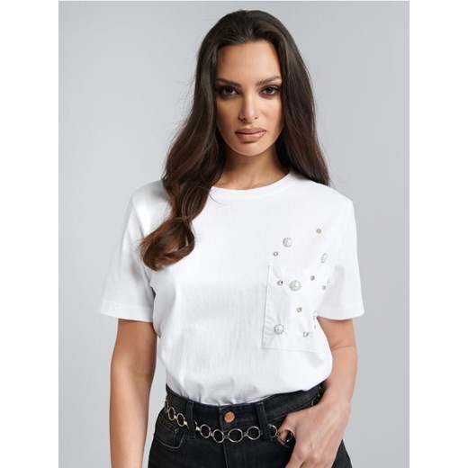 Sinsay - Koszulka z kieszenią - biały ze sklepu Sinsay w kategorii Bluzki damskie - zdjęcie 171227407
