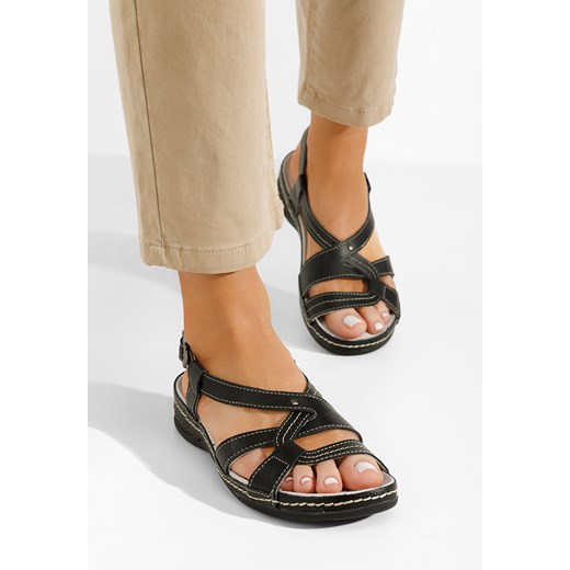 Czarne sandały damskie skórzane Zinga ze sklepu Zapatos w kategorii Sandały damskie - zdjęcie 171227609