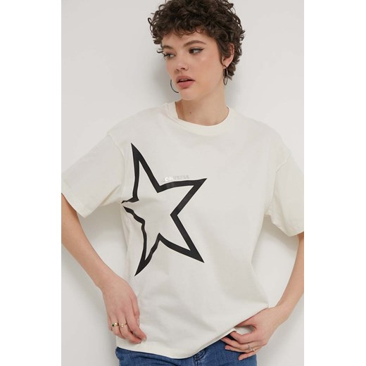 Converse t-shirt bawełniany damski kolor beżowy ze sklepu ANSWEAR.com w kategorii Bluzki damskie - zdjęcie 171228445