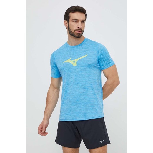 Mizuno t-shirt do biegania Core kolor niebieski z nadrukiem J2GAB009 ze sklepu ANSWEAR.com w kategorii T-shirty męskie - zdjęcie 171228669