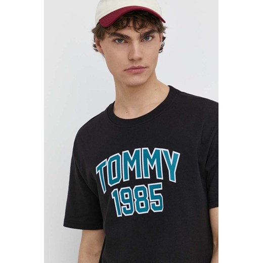 Tommy Jeans t-shirt bawełniany męski kolor czarny z nadrukiem DM0DM18559 ze sklepu ANSWEAR.com w kategorii T-shirty męskie - zdjęcie 171228736