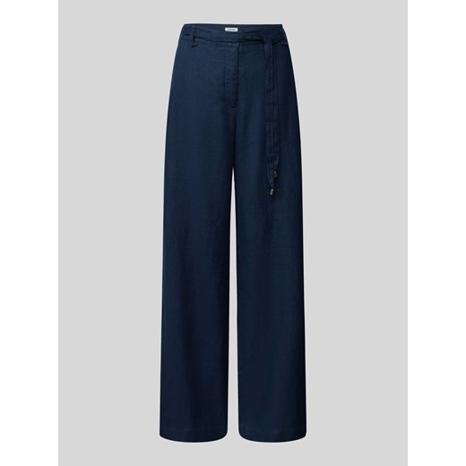 Spodnie lniane z wiązanym paskiem ze sklepu Peek&Cloppenburg  w kategorii Spodnie damskie - zdjęcie 171230169