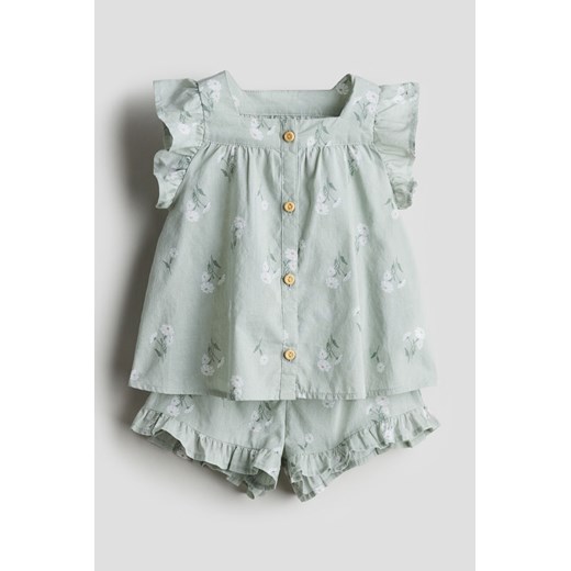 H & M - Komplet 2-częściowy bluzka i szorty - Zielony ze sklepu H&M w kategorii Odzież dla niemowląt - zdjęcie 171230319