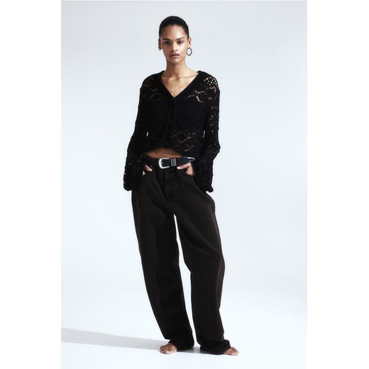 H & M - Ażurowy kardigan - Czarny ze sklepu H&M w kategorii Swetry damskie - zdjęcie 171230358