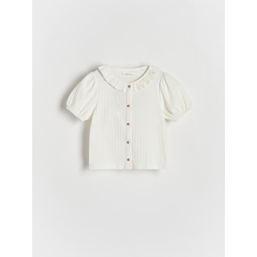 Reserved - Bluzka z falbanką - złamana biel ze sklepu Reserved w kategorii Koszulki niemowlęce - zdjęcie 171231487