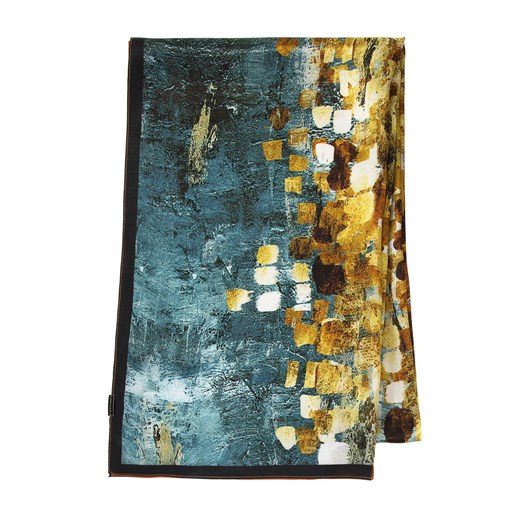 Damski szal jedwabny wzorzysty kremowo-złoty ze sklepu WITTCHEN w kategorii Szaliki i chusty damskie - zdjęcie 171231815