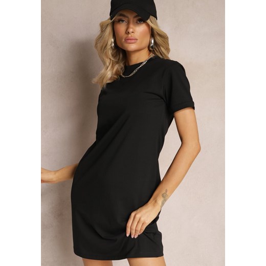 Czarna T-shirtowa Sukienka Sportowo-Casualowa z Elastycznej Bawełny Starlin ze sklepu Renee odzież w kategorii Sukienki - zdjęcie 171232607