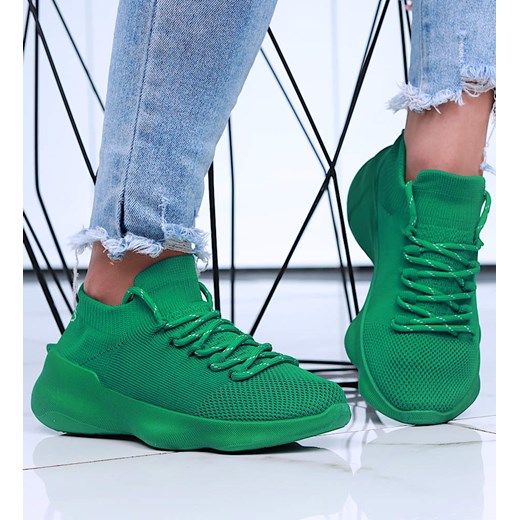 Zielone wkładane buty sportowe /E3-3 15918 T195/ ze sklepu Pantofelek24.pl w kategorii Buty sportowe damskie - zdjęcie 171234797