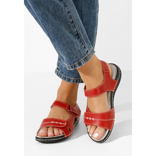 Czerwone sandały damskie skórzane Suredelle ze sklepu Zapatos w kategorii Sandały damskie - zdjęcie 171237939