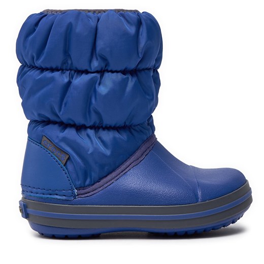 Śniegowce Crocs Winter Puff Boot Kids 14613 Cerulean Blue/Light Grey Crocs 24.5 okazja eobuwie.pl