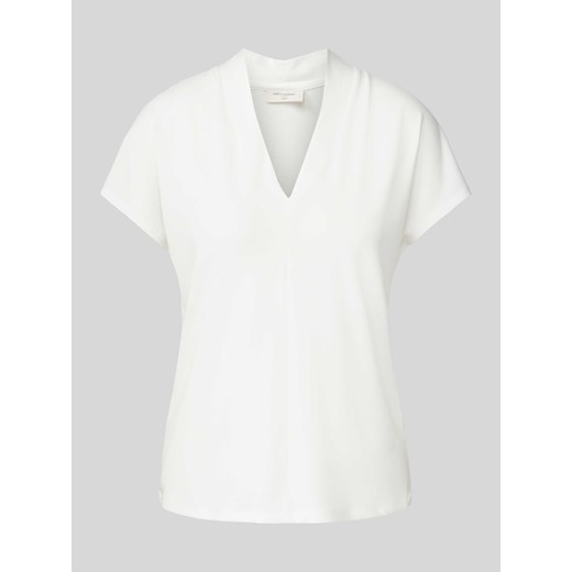 Bluzka damska Free/quent z krótkim rękawem z dekoltem w literę v biała casual 
