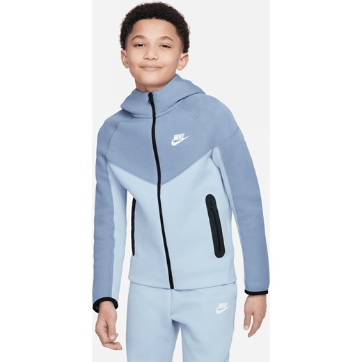 Rozpinana bluza z kapturem dla dużych dzieci (chłopców) Nike Sportswear Tech Fleece - Niebieski ze sklepu Nike poland w kategorii Bluzy chłopięce - zdjęcie 171246285