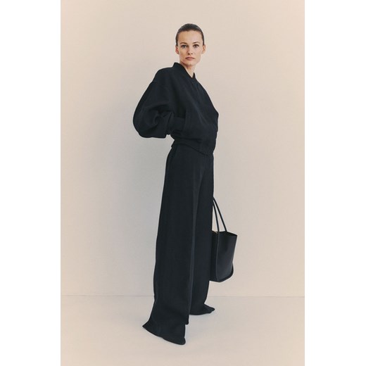 H & M - Eleganckie spodnie lniane - Czarny ze sklepu H&M w kategorii Spodnie damskie - zdjęcie 171246426