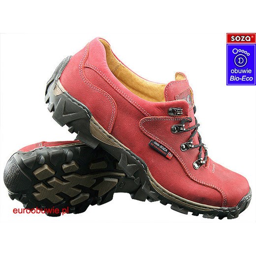 SOZA Bio Eco Obuwie Sportowe Trekking SO-658-G - Czerwony euroobuwie-pl  miękkie