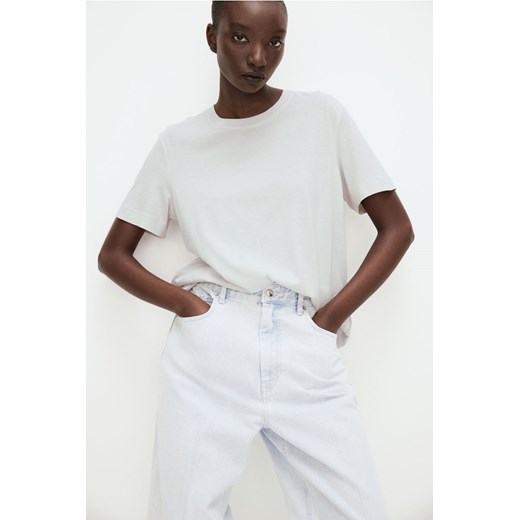 Bluzka damska H & M z bawełny z okrągłym dekoltem z krótkim rękawem 