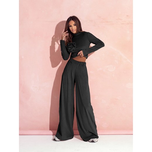 Welurowy dres spodnie + bluza ROSE - czarny ze sklepu magmac.pl w kategorii Komplety i garnitury damskie - zdjęcie 171257207