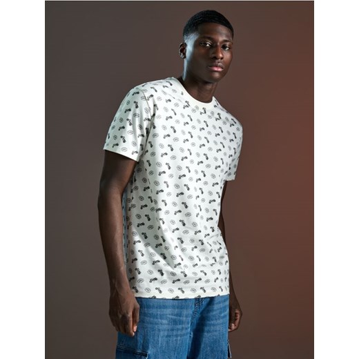 Sinsay - Koszulka z nadrukiem - kremowy ze sklepu Sinsay w kategorii T-shirty męskie - zdjęcie 171258157