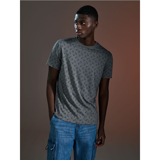 Sinsay - Koszulka z nadrukiem - szary ze sklepu Sinsay w kategorii T-shirty męskie - zdjęcie 171258158