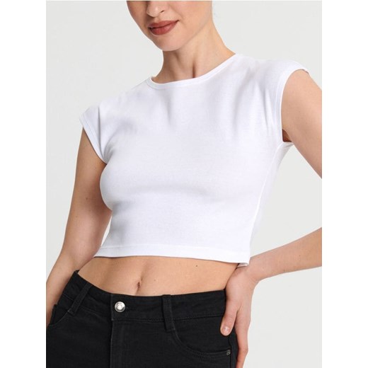 Sinsay - Koszulka crop top - biały ze sklepu Sinsay w kategorii Bluzki damskie - zdjęcie 171258226