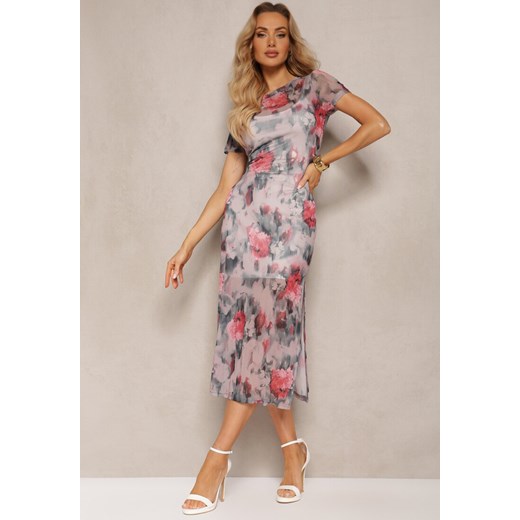 Różowa Dopasowana Sukienka z Przezroczystego Materiału Sacoma ze sklepu Renee odzież w kategorii Sukienki - zdjęcie 171258538