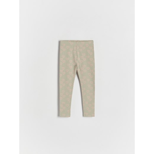 Reserved - Bawełniane legginsy z nadrukiem - oliwkowy ze sklepu Reserved w kategorii Spodnie i półśpiochy - zdjęcie 171261467