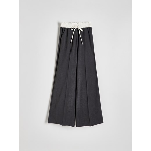 Reserved - Spodnie z kontrastową wstawką - ciemnoszary ze sklepu Reserved w kategorii Spodnie damskie - zdjęcie 171261628