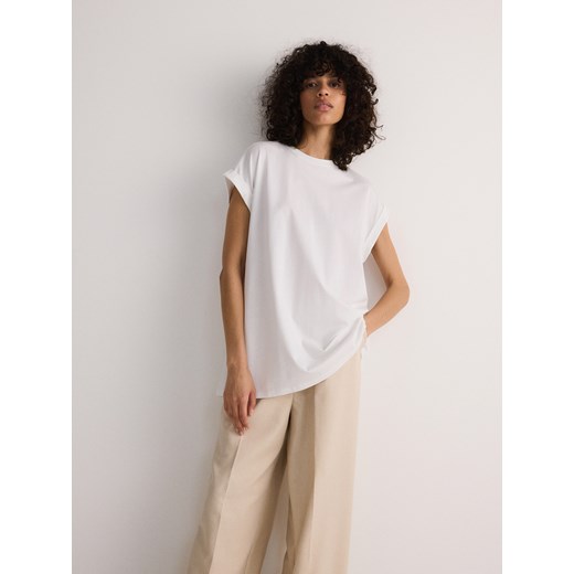 Reserved - T-shirt z modalem - biały ze sklepu Reserved w kategorii Bluzki damskie - zdjęcie 171261689