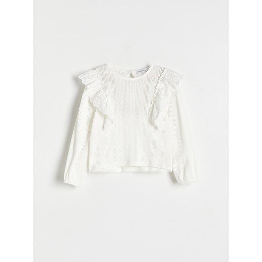 Reserved - Bluzka z falbaną - złamana biel ze sklepu Reserved w kategorii Bluzki dziewczęce - zdjęcie 171261935