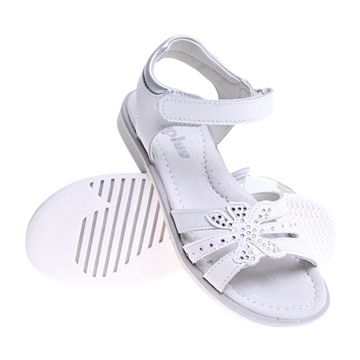 Sandały dziewczęce na rzepy białe /E5-2  16042 T186/ ze sklepu Pantofelek24.pl w kategorii Sandały dziecięce - zdjęcie 171262215