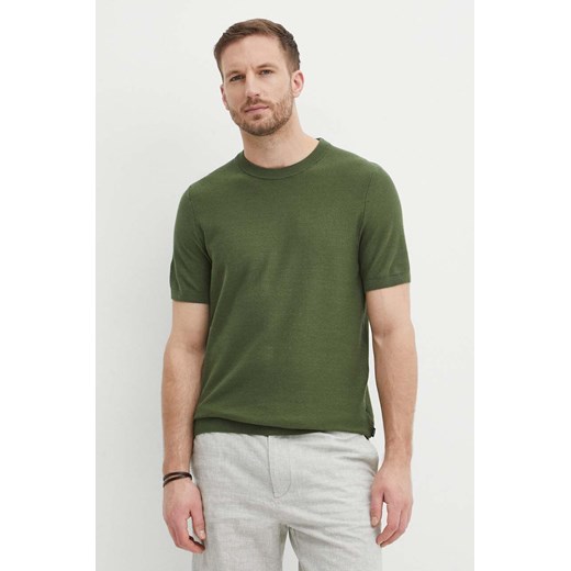 BOSS t-shirt męski kolor zielony gładki 50511762 ze sklepu ANSWEAR.com w kategorii T-shirty męskie - zdjęcie 171262917