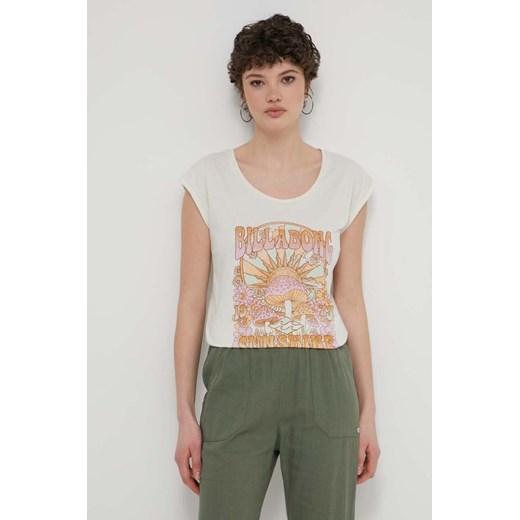 Billabong t-shirt damski kolor beżowy EBJZT00241 ze sklepu ANSWEAR.com w kategorii Bluzki damskie - zdjęcie 171262977