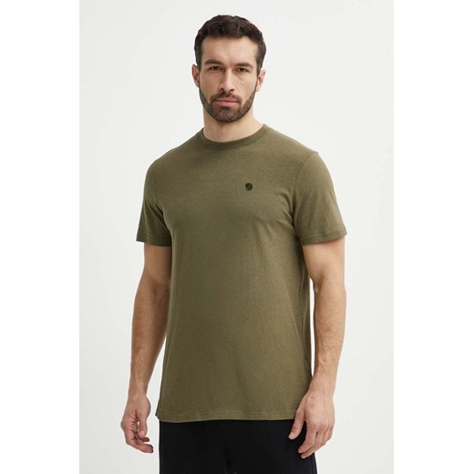 Fjallraven t-shirt Hemp Blend męski kolor zielony z aplikacją F12600215 ze sklepu ANSWEAR.com w kategorii T-shirty męskie - zdjęcie 171263117