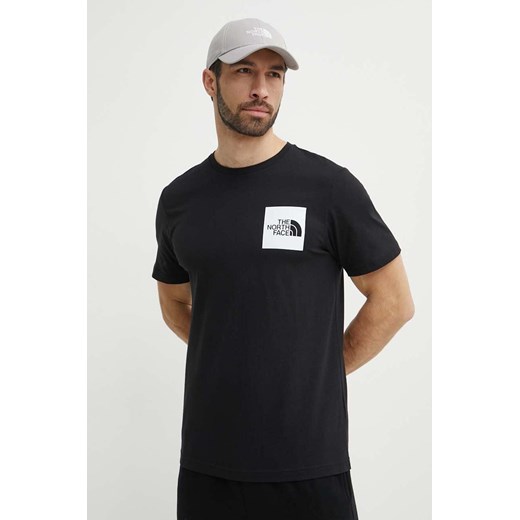 The North Face t-shirt bawełniany M S/S Fine Tee męski kolor czarny z nadrukiem NF0A87NDJK31 ze sklepu ANSWEAR.com w kategorii T-shirty męskie - zdjęcie 171263237
