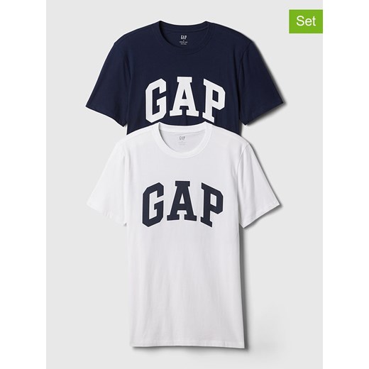 GAP Koszulki (2 szt.) w kolorze granatowym i białym ze sklepu Limango Polska w kategorii T-shirty męskie - zdjęcie 171269229
