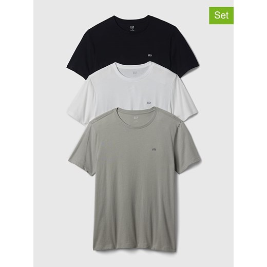 GAP Koszulki (3 szt.) w kolorze oliwkowym, białym i czarnym ze sklepu Limango Polska w kategorii T-shirty męskie - zdjęcie 171269239