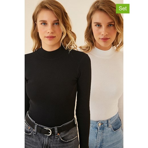 Happiness Istanbul Koszulki (2 szt.) w kolorze czarnym i białym ze sklepu Limango Polska w kategorii Bluzki damskie - zdjęcie 171269366