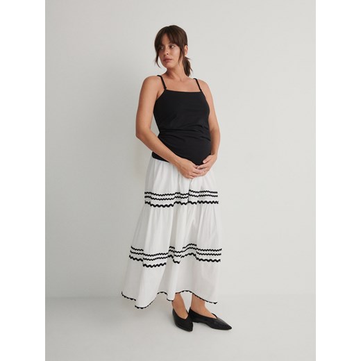 Reserved - Bawełniana spódnica maxi - biały ze sklepu Reserved w kategorii Spódnice - zdjęcie 171269837